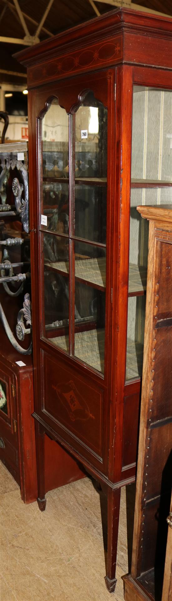 Edwardian inlaid mahogany china display cabinet